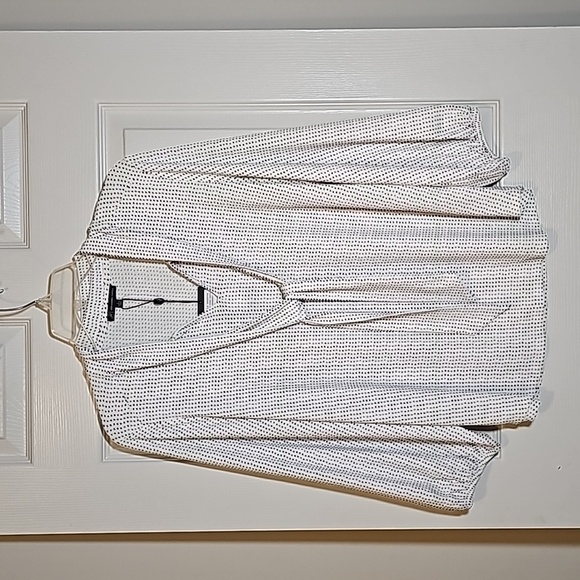 Adrianna Papell Tops - Adrianna Papell Tie Neck Polka Dot Blouse Size L